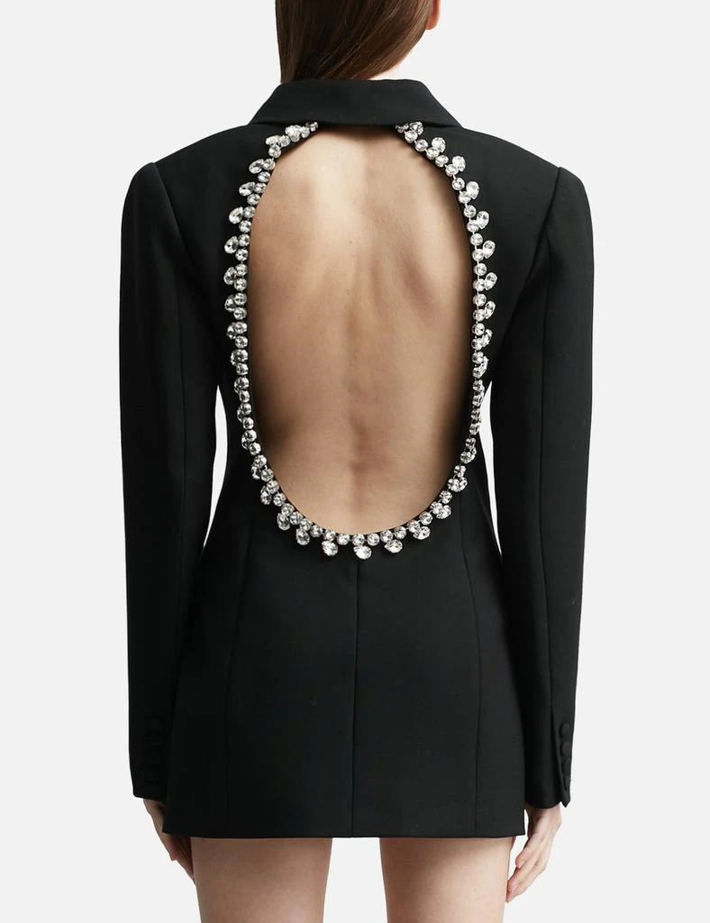AREA Crystal Open Back Blazer Dress 3