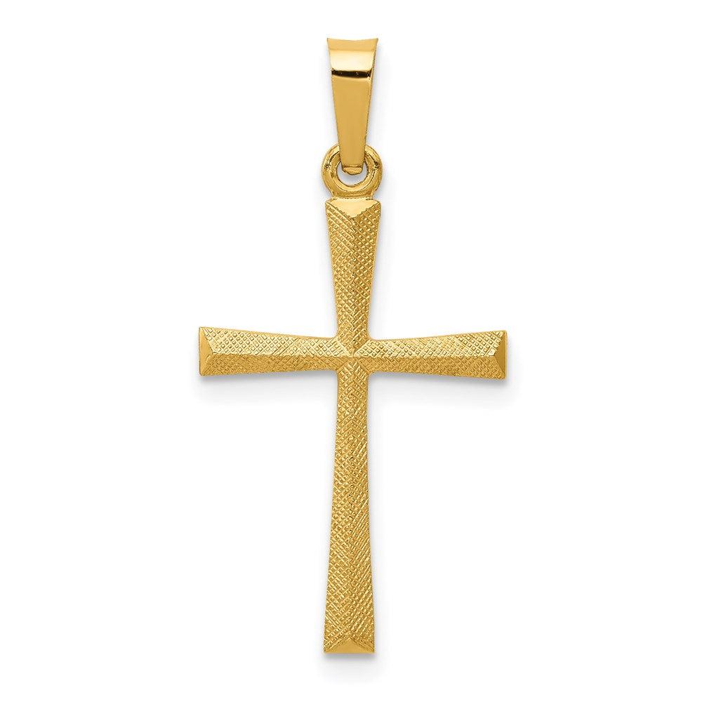 Diamond2Deal 14k Yellow Gold Textured and Polished Latin Cross Pendant