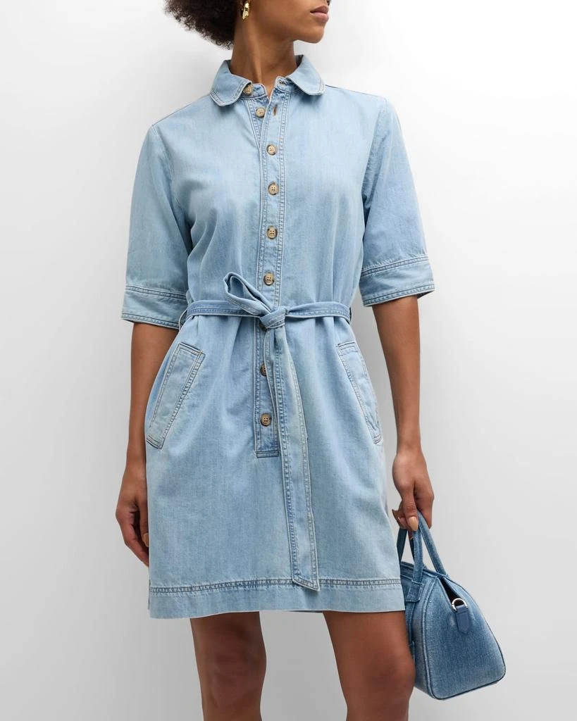 FRAME Belted Denim Shirtdress 3