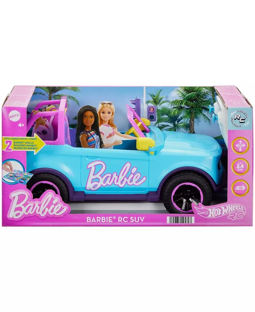 Hot Wheels Barbie RC SUV and Stickers, Battery-Powered Toy Truck, Fits 2 Barbie Dolls 4