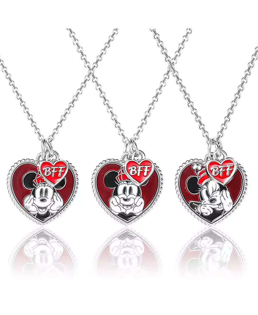 Disney Mickey & Minnie Mouse Heart Necklace Set of 3