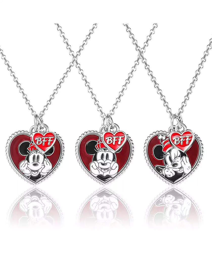Disney Mickey & Minnie Mouse Heart Necklace Set of 3 1