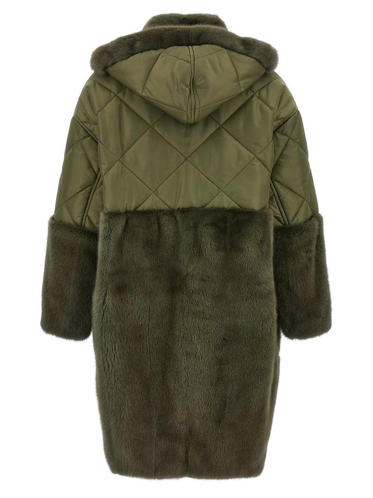 BLANCHA Blancha 'Nylon Diamond-Visone' Long Down Jacket