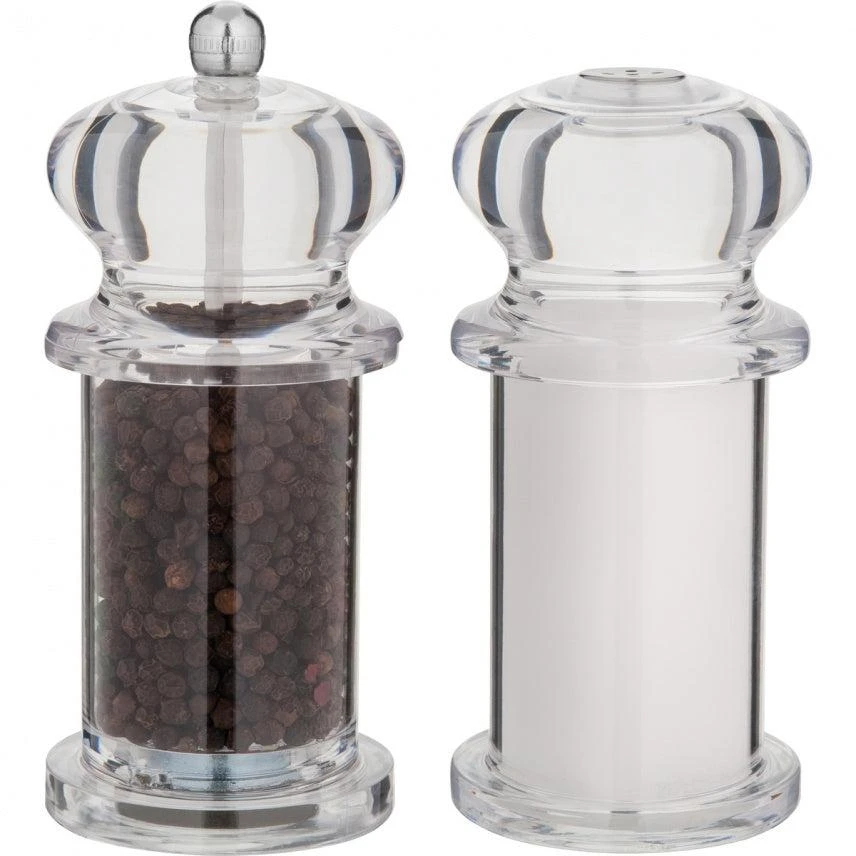 Trudeau Tradition Pepper Mill and Salt Shaker Set, 5.5-Inch, Clear 1
