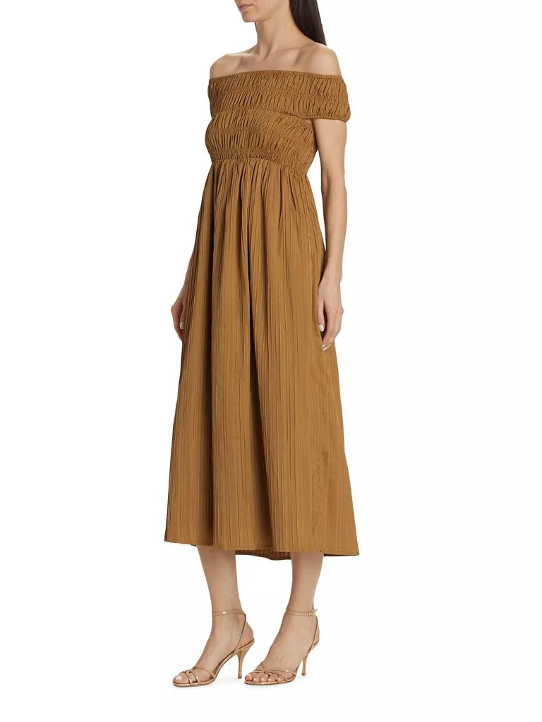 Line & Dot Chapman Smocked Off-The-Shoulder Midi-Dress 4