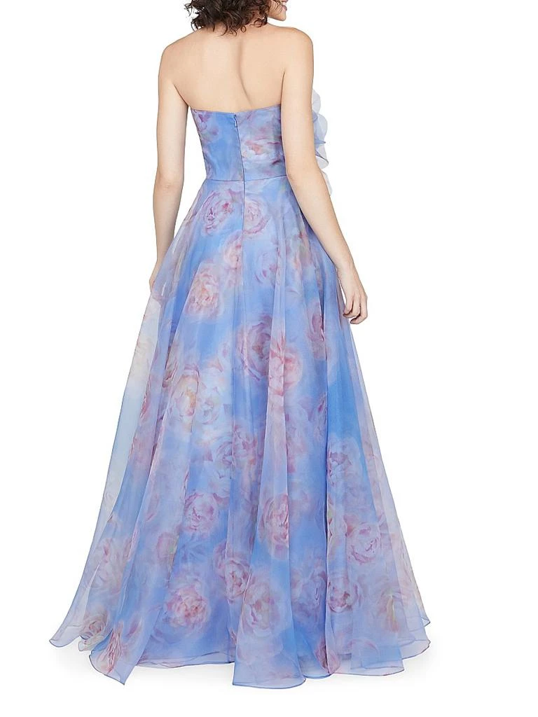 Theia Kimberly Floral Organza Strapless Gown 3