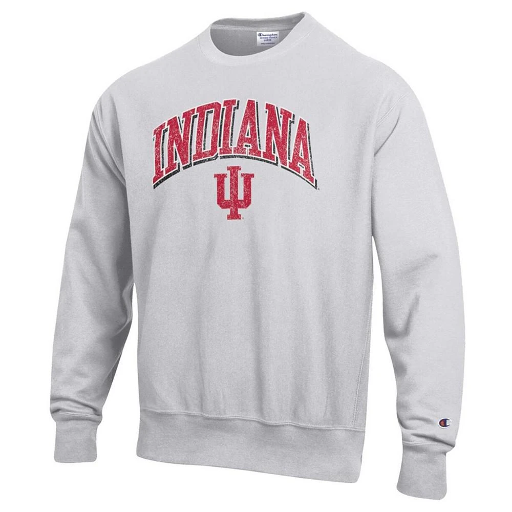 Champion Men's Gray Indiana Hoosiers Arch Over Logo Reverse Weave Pullover Sweatshirt 3