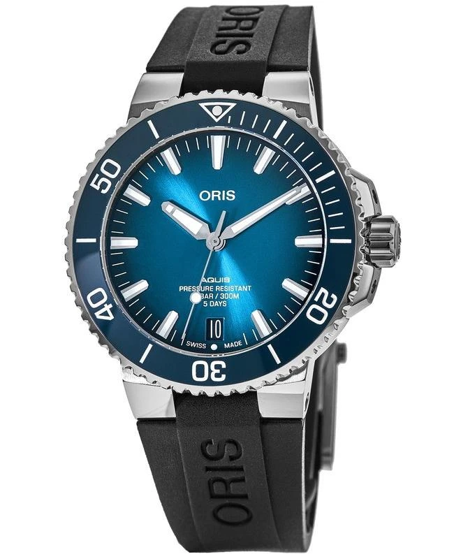 Oris Oris Aquis Date Calibre 400 Blue Ceramic Rubber Strap  Men's Watch 01 400 7763 4135-07 4 24 74EB 1