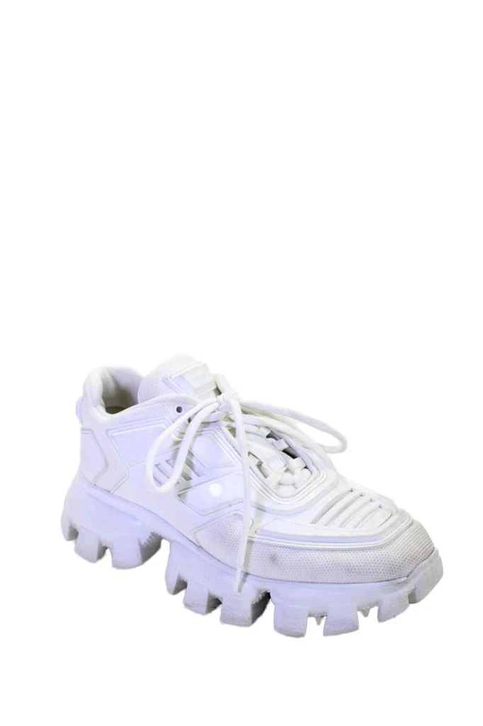 Prada Women's Round Toe Lace Up Lug Sole Chucky Sneakers White 1