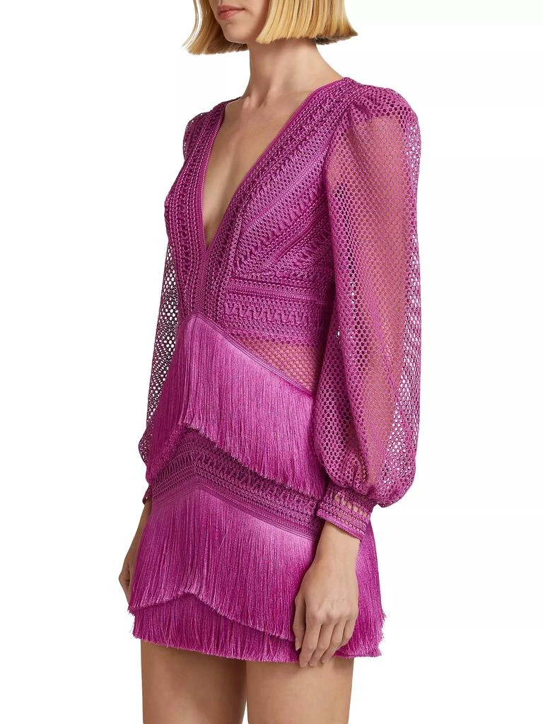 PatBO Pink Fringe Long-Sleeve Minidress 4
