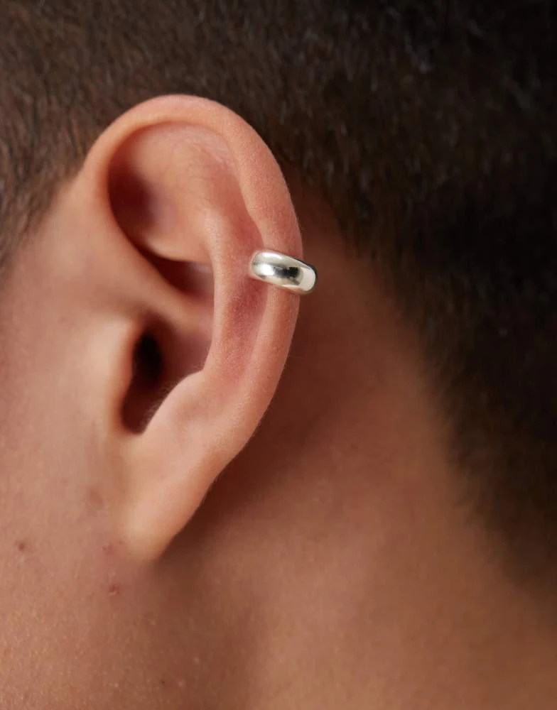 ASOS ASOS DESIGN festival sterling silver rounded edge ear cuff in silver 1