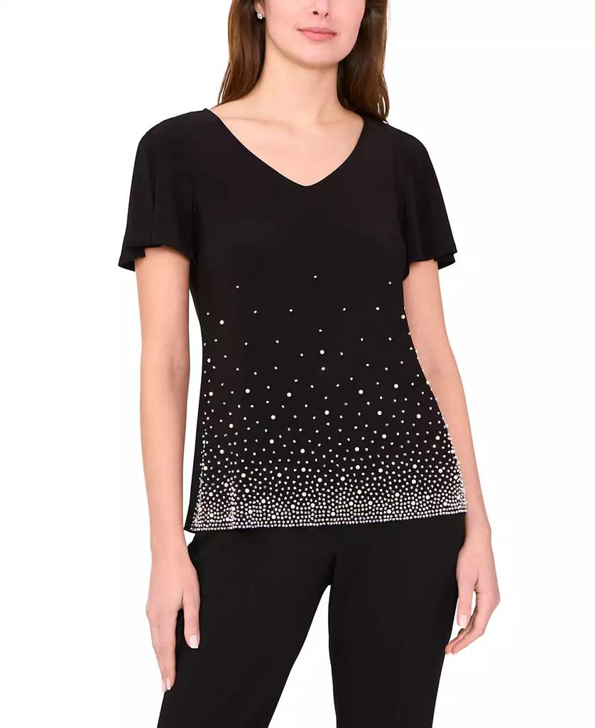 MSK Women's V-Neck Short-Sleeve Top