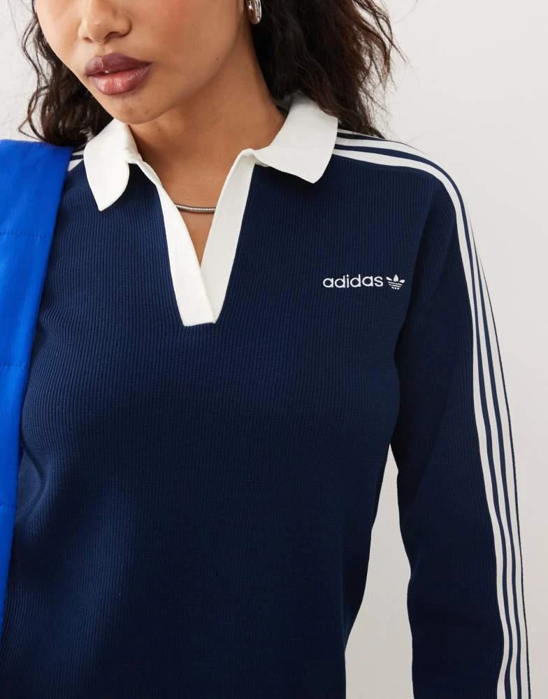 Adidas adidas Originals Knitted Polo Dress in blue 3