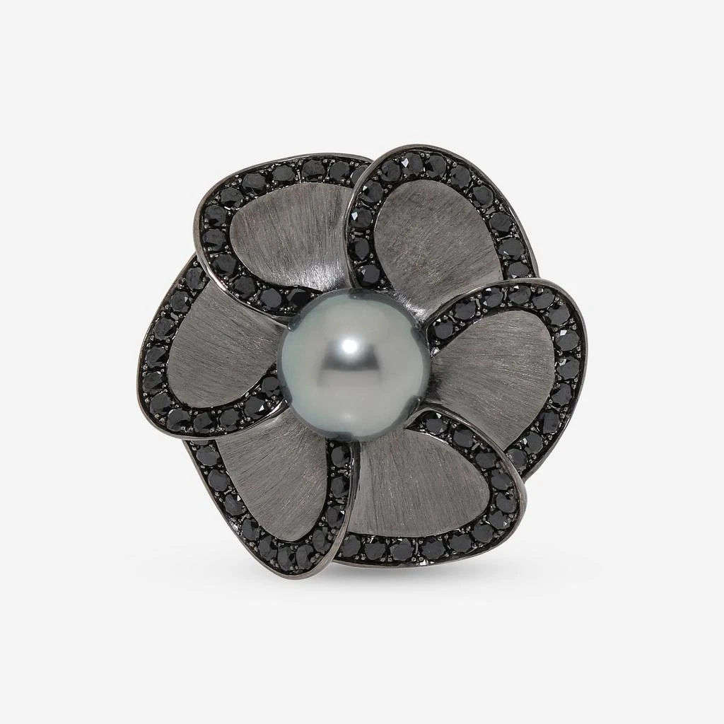 Assael Assael 18K White Gold, Black Diamond 1.14ct. tw. and Tahitian Natural Color Cultured Pearl Statement Ring AFR0001 1