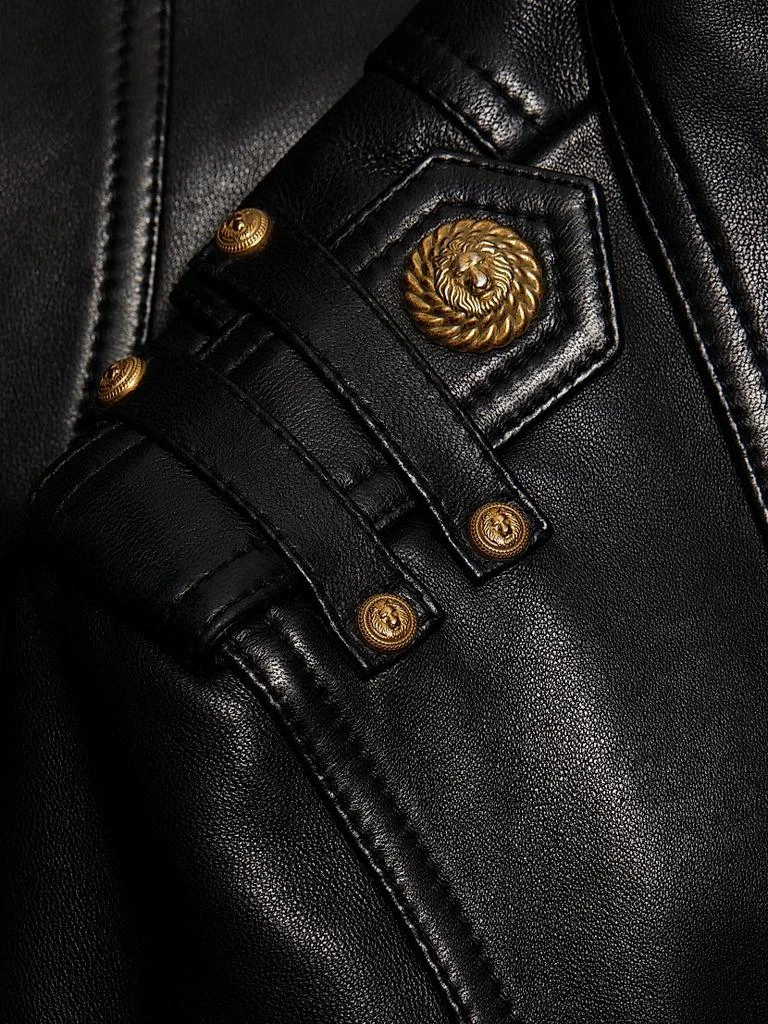 Balmain Crop Leather Biker Jacket 7