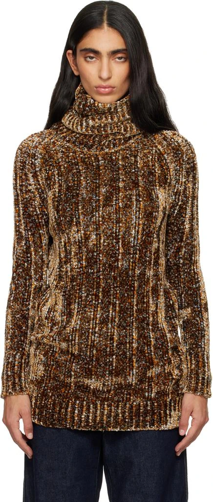 Dries Van Noten Brown Long Viscose Turtleneck 1
