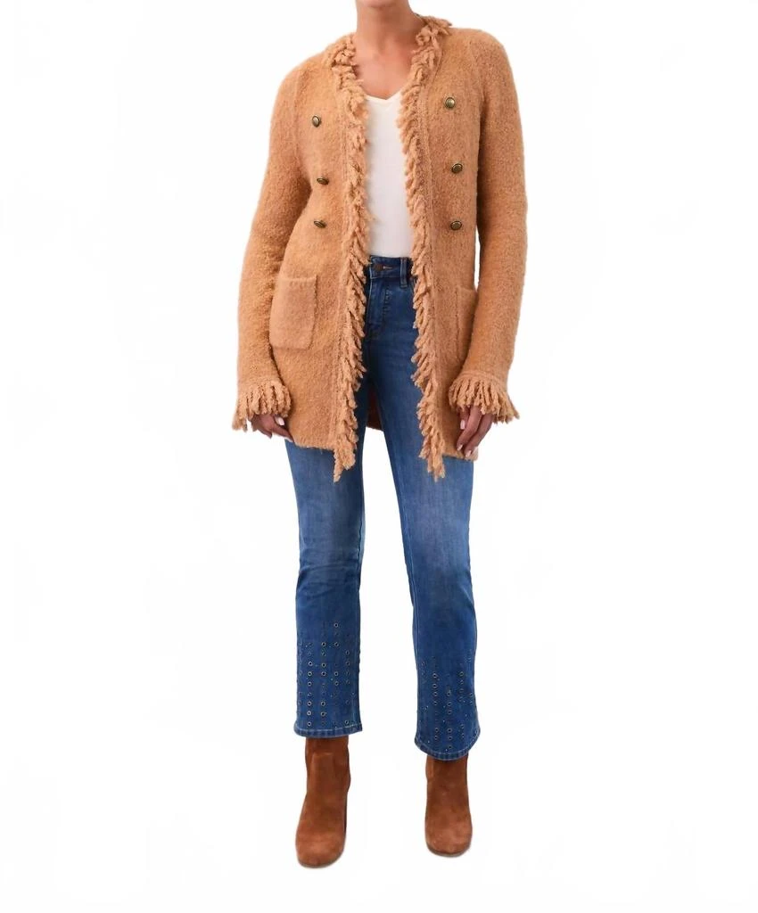 FDJ Fringed Cardigan Coat In Camel 3