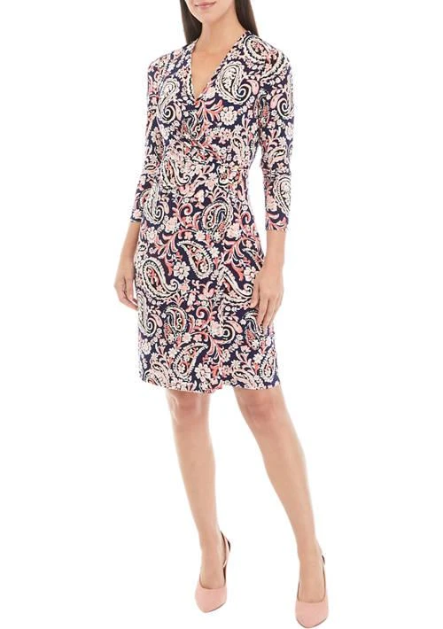 Kasper Womens Signature Printed Wrap Dress 1