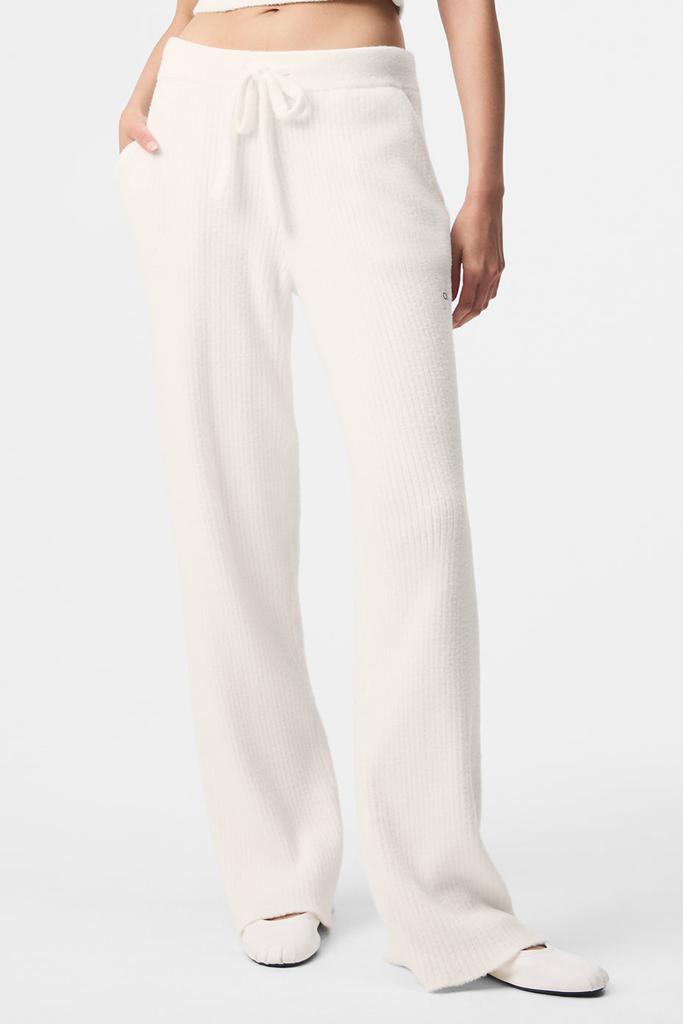 Alo Snuggle Up Sweater High-Waist Wide Leg Pant - Ivory