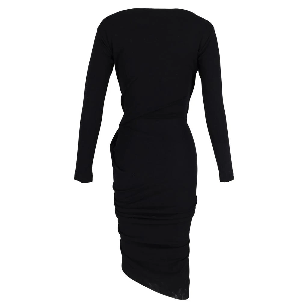 Vivienne Westwood Knee-Length Long Sleeve Draped Dress in Black Cotton 3