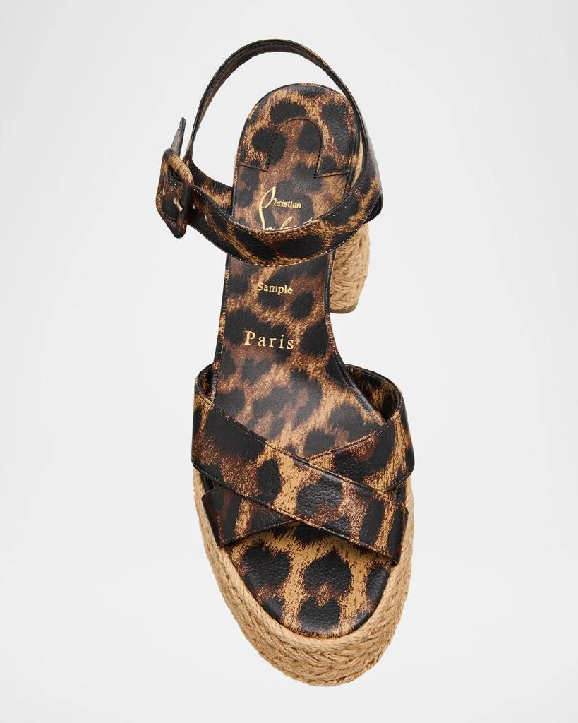 Christian Louboutin Leopard Red Sole Espadrille Sandals 4