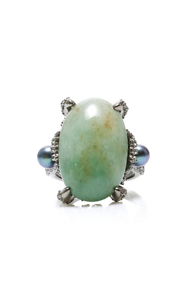 Anabela Chan Anabela Chan - Love and Pain 18K White Gold Jade Matrix Ring - Green - US 6 - Moda Operandi - Gifts For Her