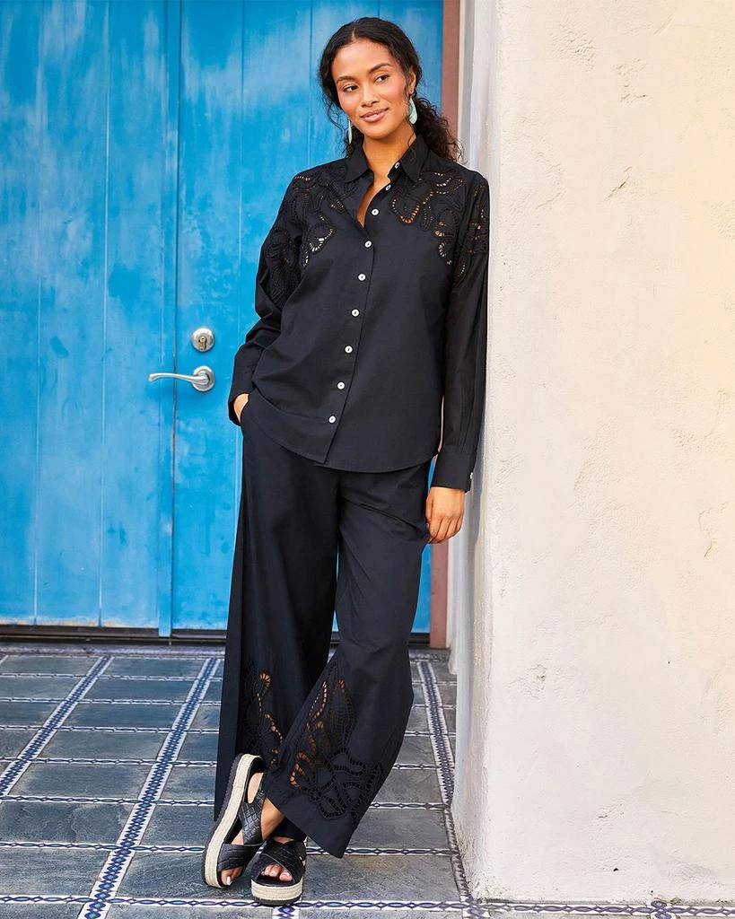 Karen Kane Long Sleeve Cutout Embroidery Shirt 2