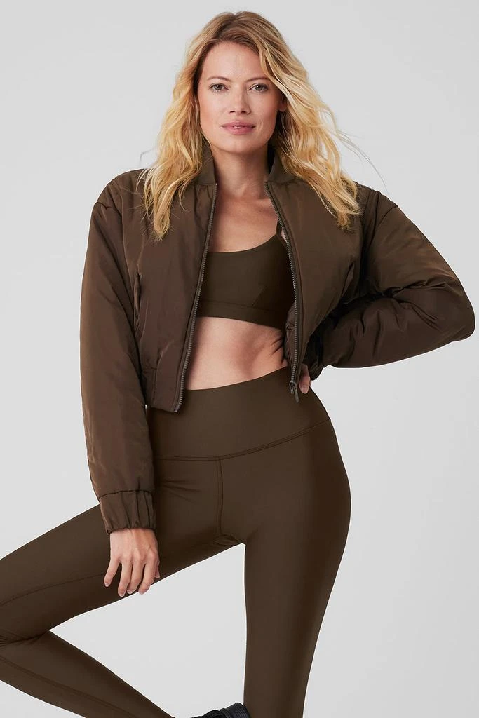 Alo Cropped Break Line Bomber Jacket - Espresso 1