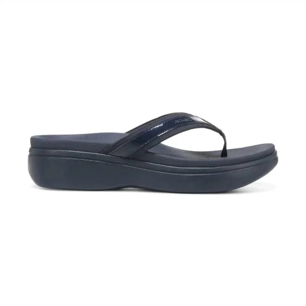 VIONIC Women's High Tide Ii Platform Sandal - Wide Width In Navy Patent 3