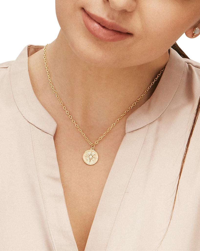 Syna 18K Yellow Gold Cosmic Maritime Compass Pendant Necklace with Diamond Bezel