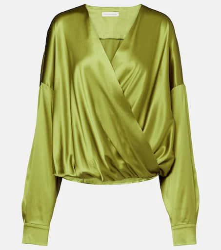 Dries Van Noten Draped silk-blend satin blouse 1