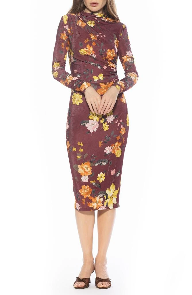 chinese dress ladies Bodycon Collection Classic Black Long Sleeve Midi Dress for Women, XL main image 0