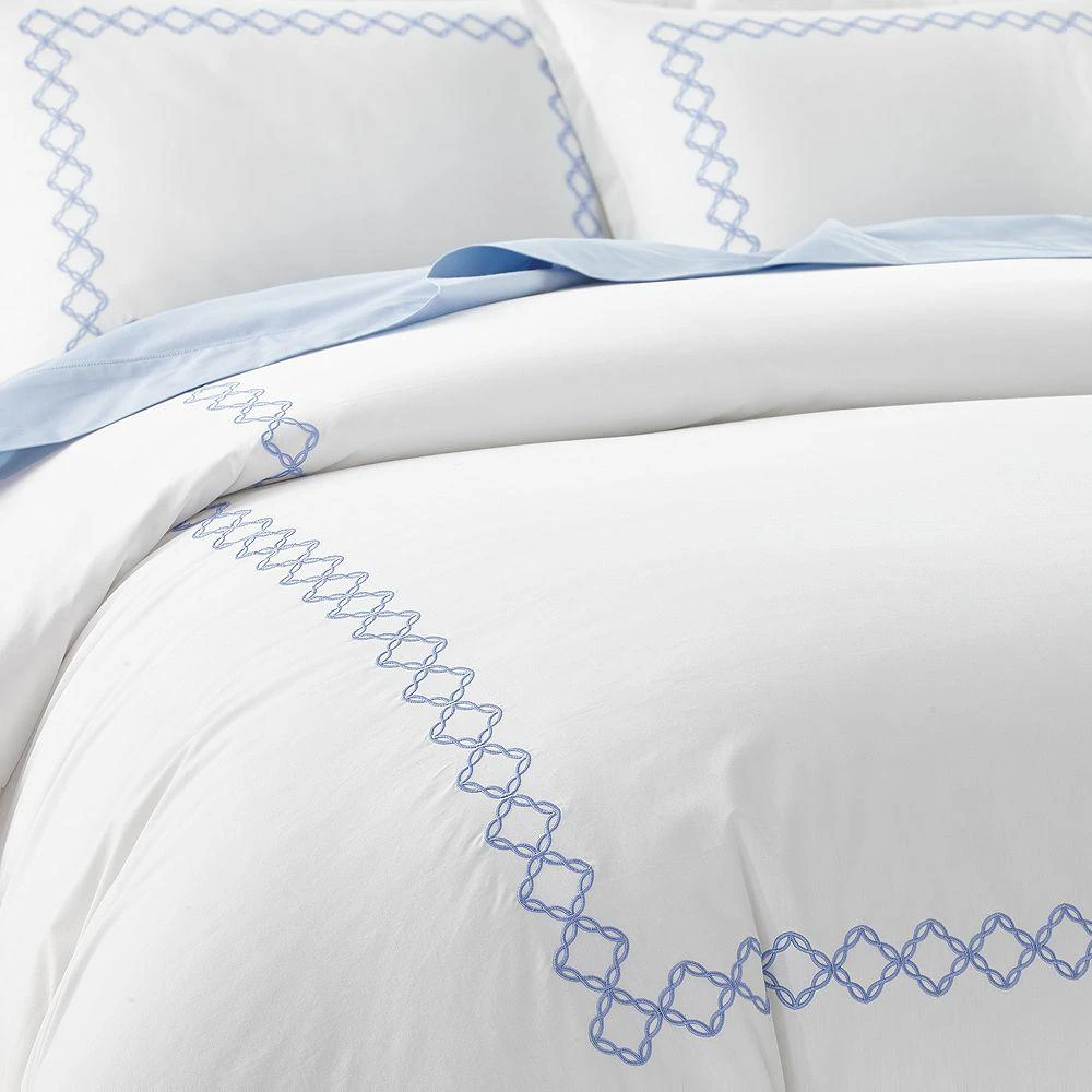 sky Embroidered Percale Duvet Cover and Shams Set - Exclusive 7