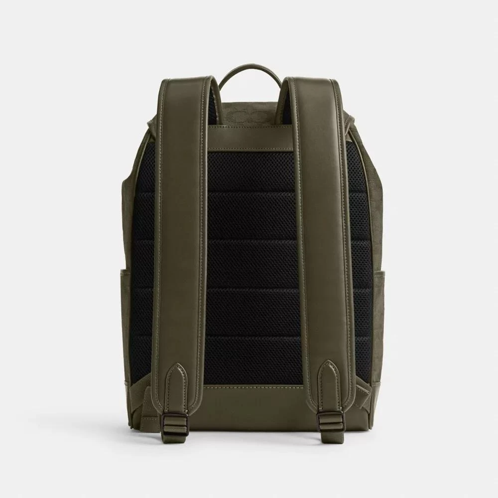 Coach League Flap Backpack In Signature Canvas Jacquard 4