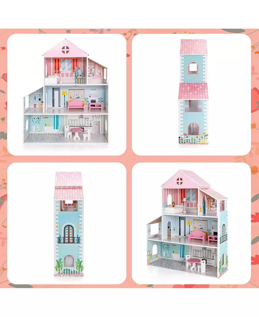 Mecale 3-Tier Toddler Doll House with Furniture Gift for Age over 3 7