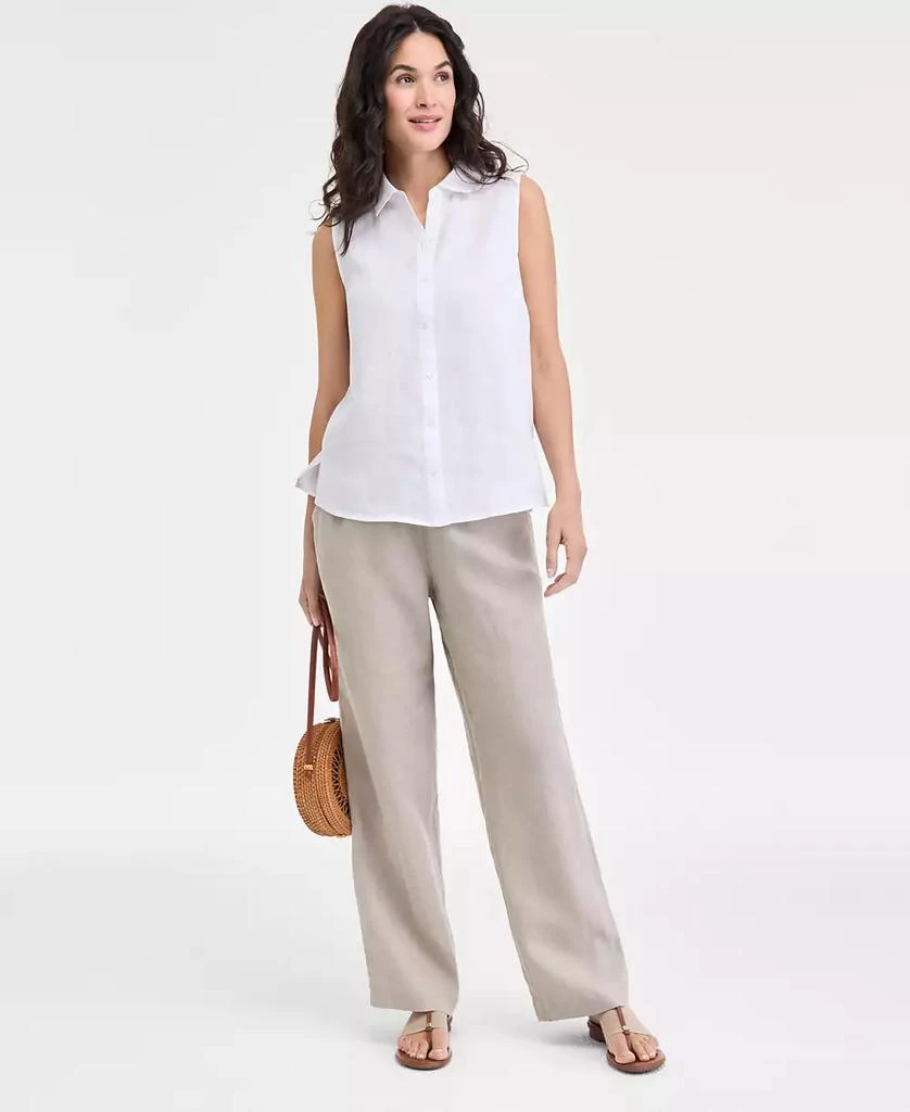 Charter Club Women's 100% Linen Sleeveless Button-Front Shirt, Exclusively at Macy's 2