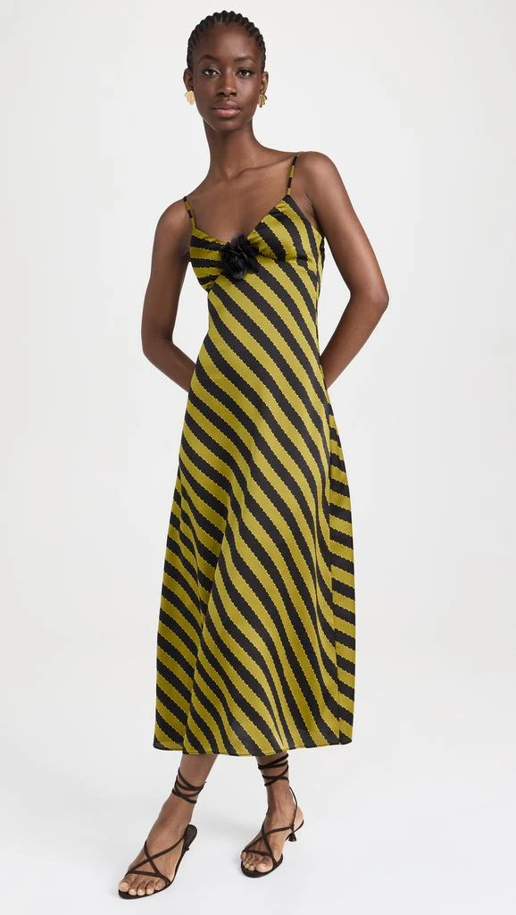 Moon River V-Neck Satin Midi Dress 1