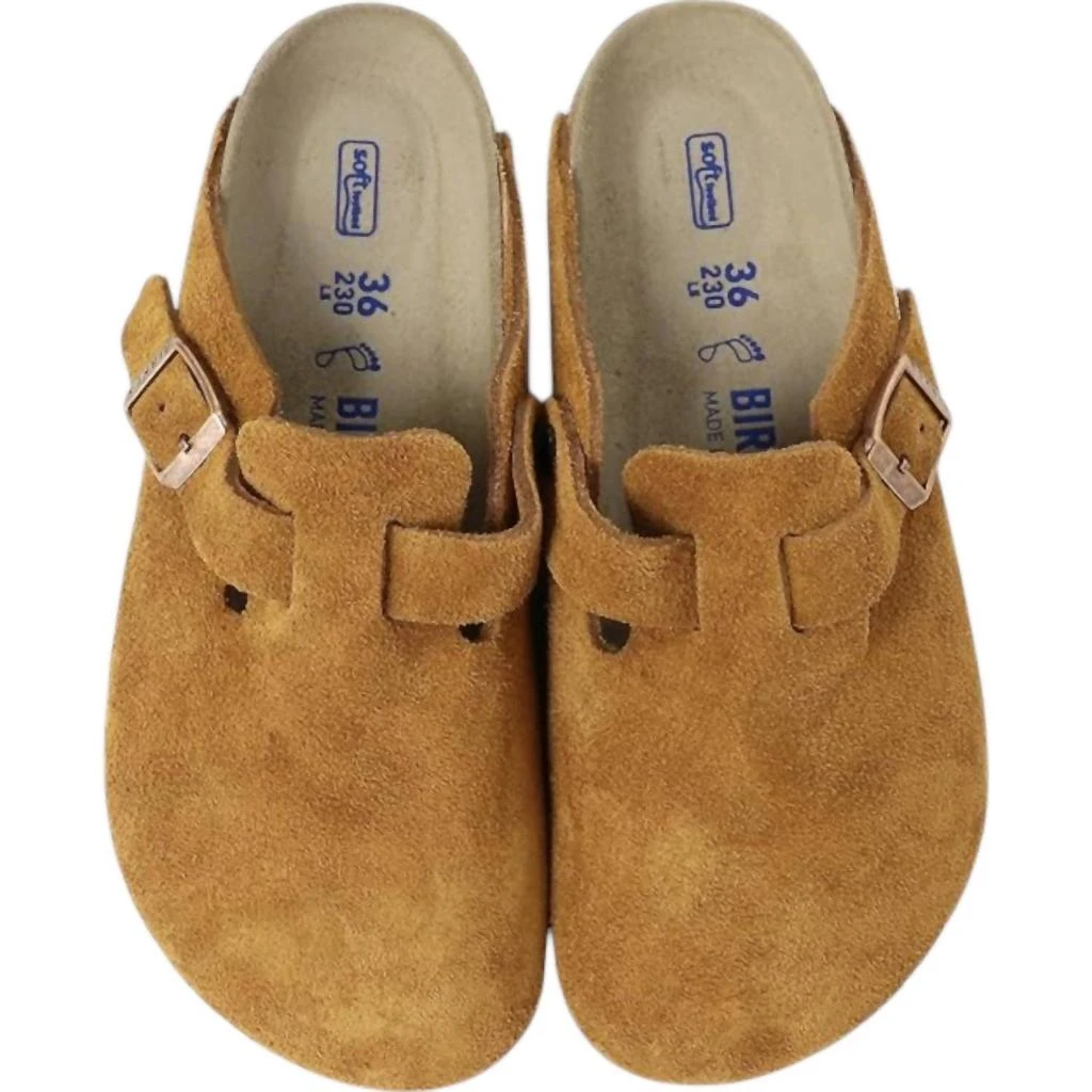 Birkenstock Women's Boston Suede Leather Clogs - Narrow In Latte Cream 4