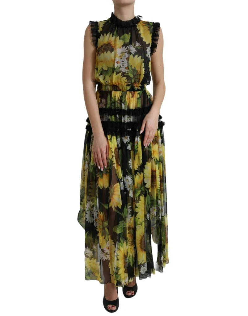 Dolce & Gabbana Elegant Sunflower Silk Maxi Women's Dress 1
