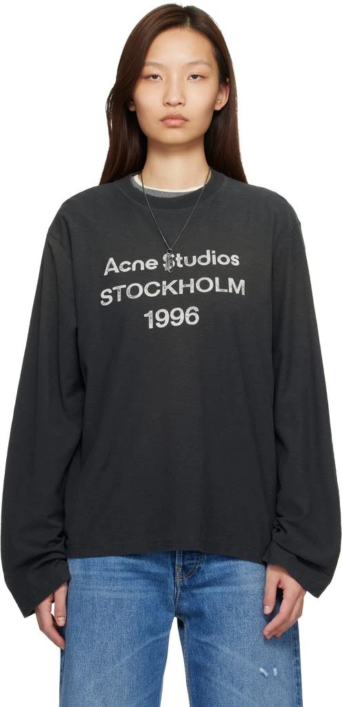 Acne Studios Black Relaxed Fit Logo T-shirt