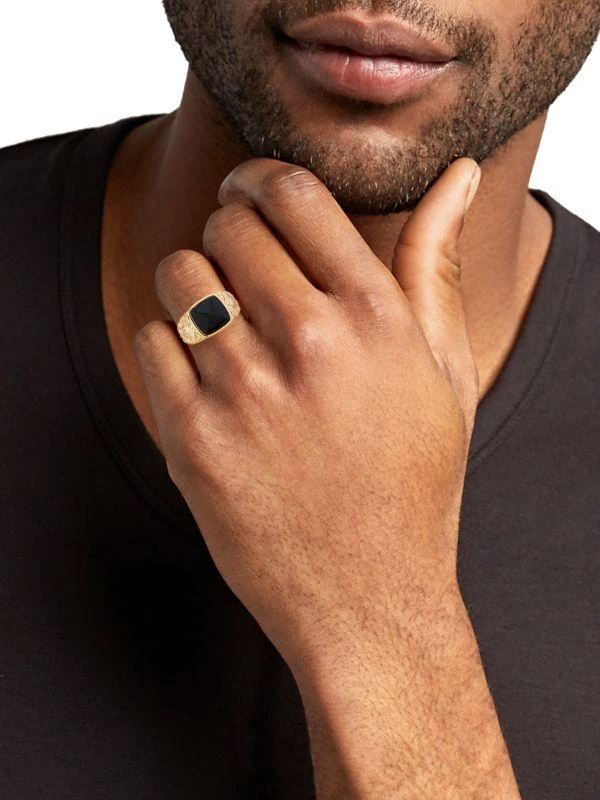 Effy 14K Yellow Gold & Onyx Ring 2