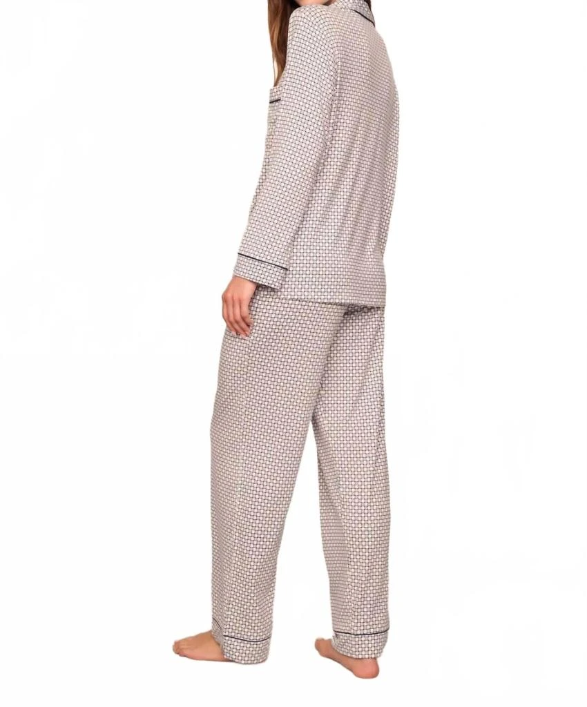 Eberjey Gisele Printed Long Pajama Set In Grey / Navy 2