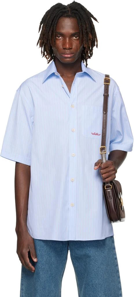 Valentino Blue Embroidered Cotton Shirt 1