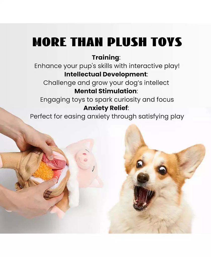 Nocciola 9-in-1 Pig Plush Dog Toys,Funny Piggy Puzzle Toy with 8 Pork Food Squeaky 
Crinkle Toys,Stimulating Enrichment Toys for Small Medium Dogs 4