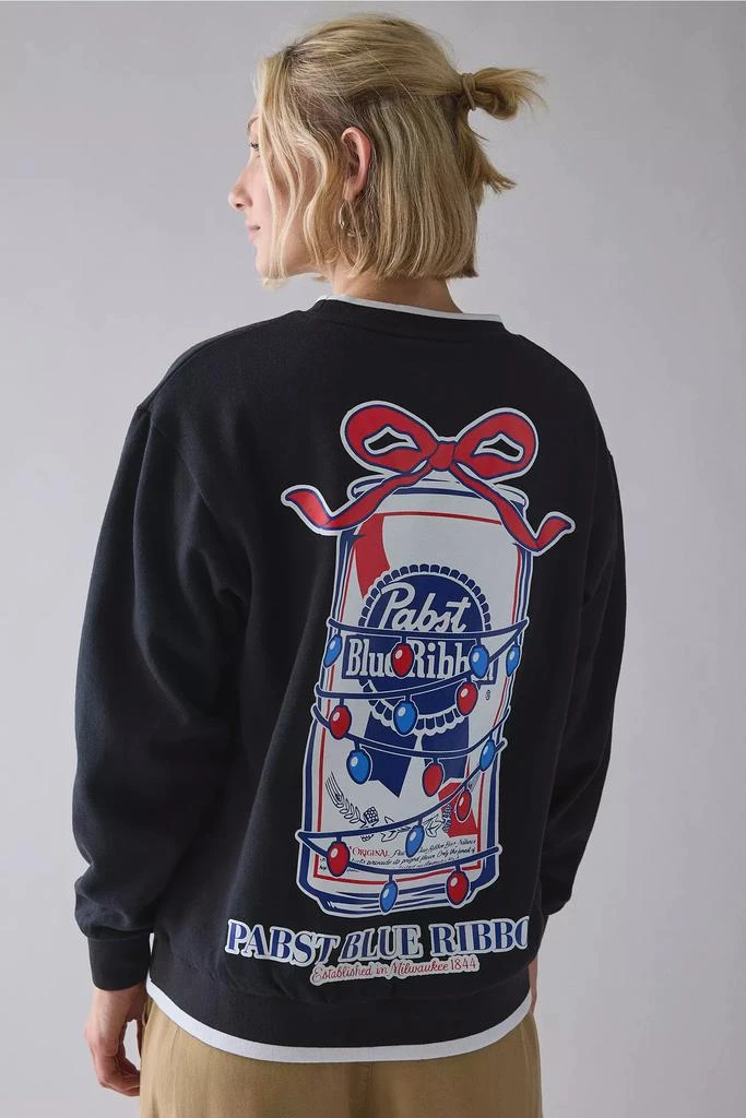Urban Outfitters Pabst Blue Ribbon Holiday Lights Graphic Crew Neck Pullover