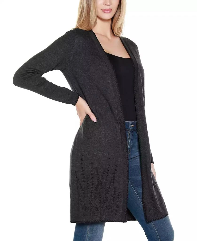 Belldini Women's Embroidered Open-Front Cardigan Sweater 2