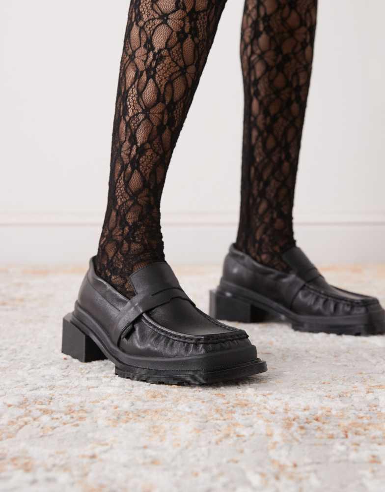 Shop Dr Martens Maybole ruche detail loafer in black on Sale at