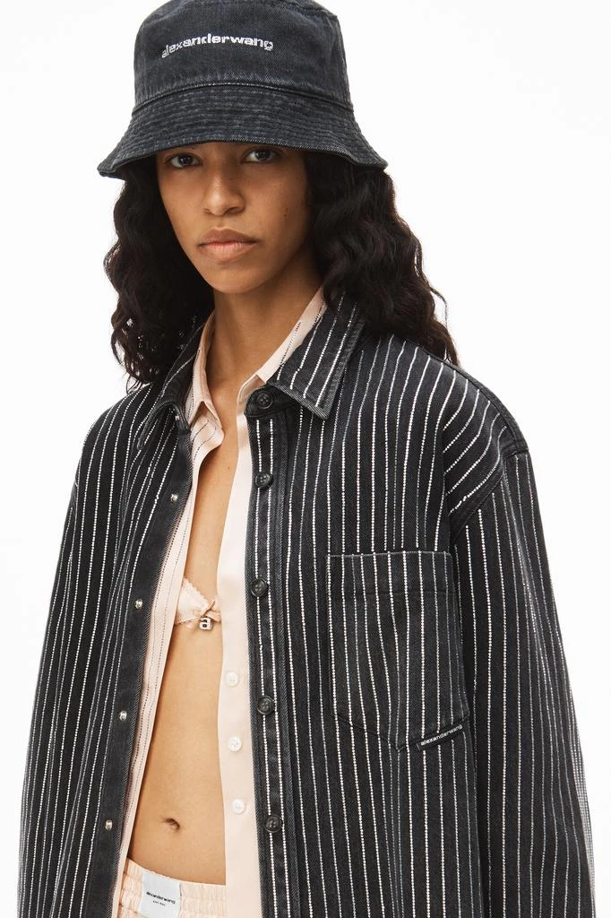 Alexander Wang CRYSTAL STRIPE OVERSIZED SHIRT IN DENIM 4