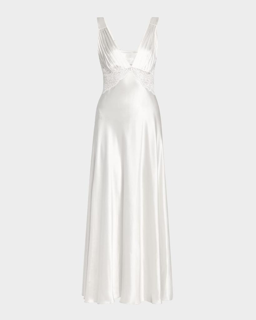Christine Lingerie Bijoux Lace-Inset Silk Gown
