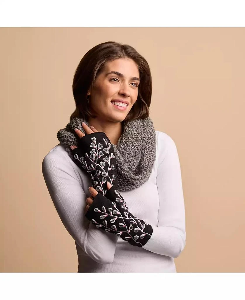 Feelgoodz Women s Artisan Crafted Fleece Lined Color Block Fingerless Gloves 2